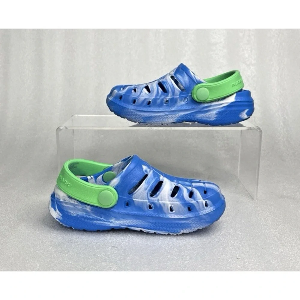 Rugged Shark Eva Clogs Lightweight Slip on Blue Green Toddler Boys Size 8 NEW